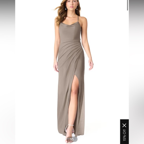 Azazie Dorita Taupe Bridesmaid Dress - Picture 4 of 4